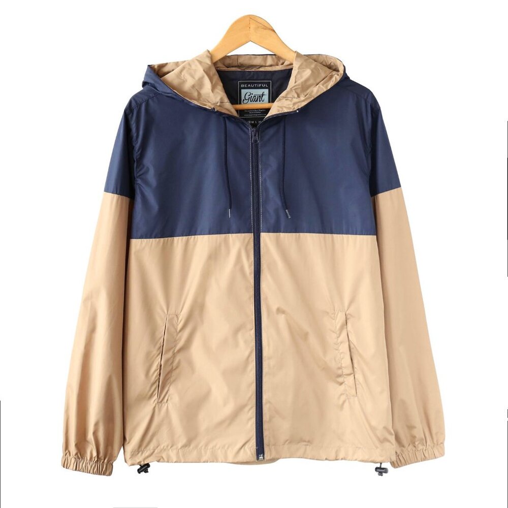 Men's Two Tone Windbreaker Hooded Jacket Outwear Size L